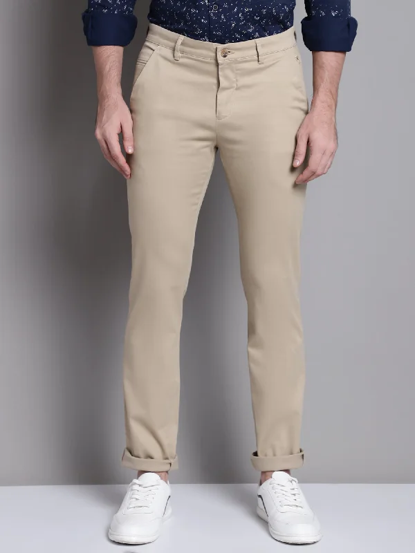 Men's Casual Flat front Light Khaki  Trousers