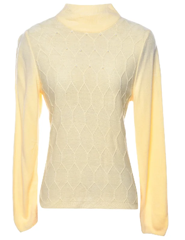 Beaded Pale Yellow Jumper - M