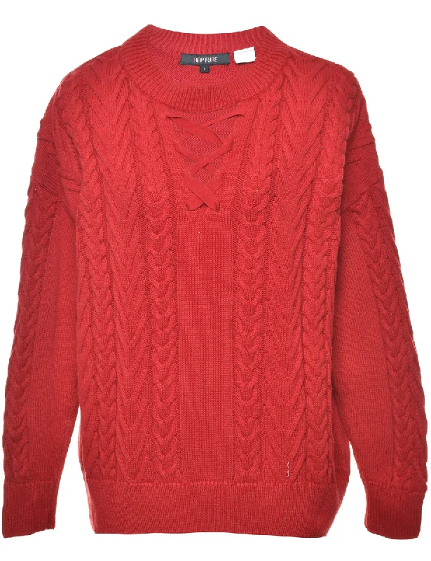 Cable Knit Jumper - L