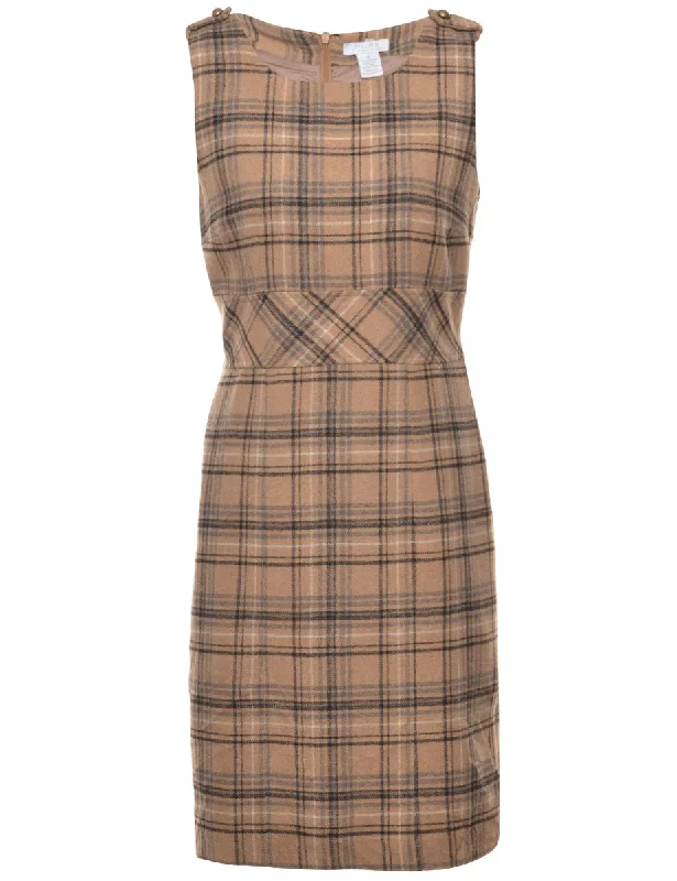 Checked Brown Dress - M