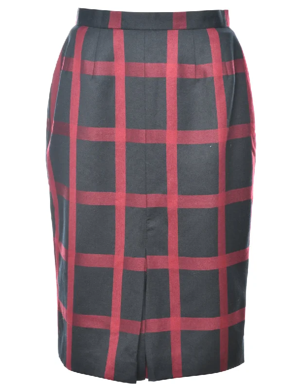 Checked Knee Length Skirt - S