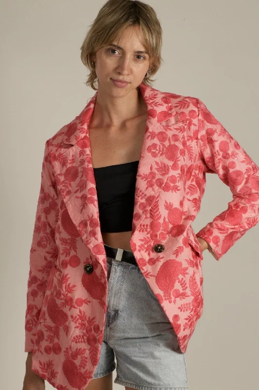 EMBROIDERED PINK FLOWER BLAZER JACKET AGLAIA