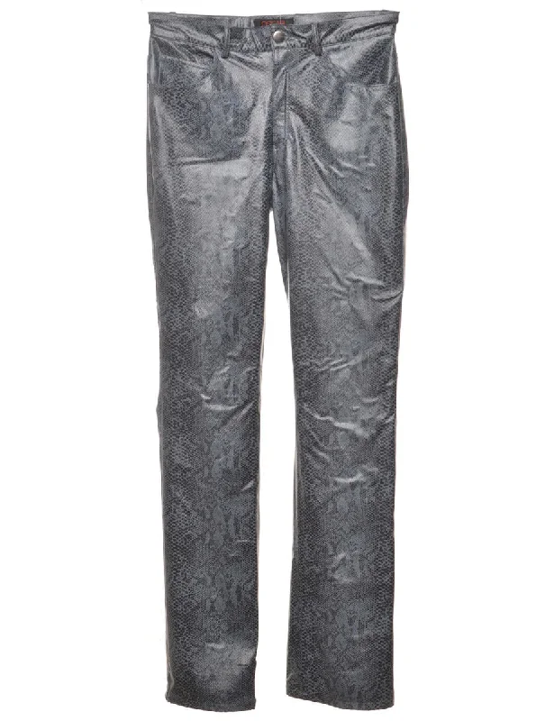 Snakeskin Pattern Faux Leather Trousers - W29 L31