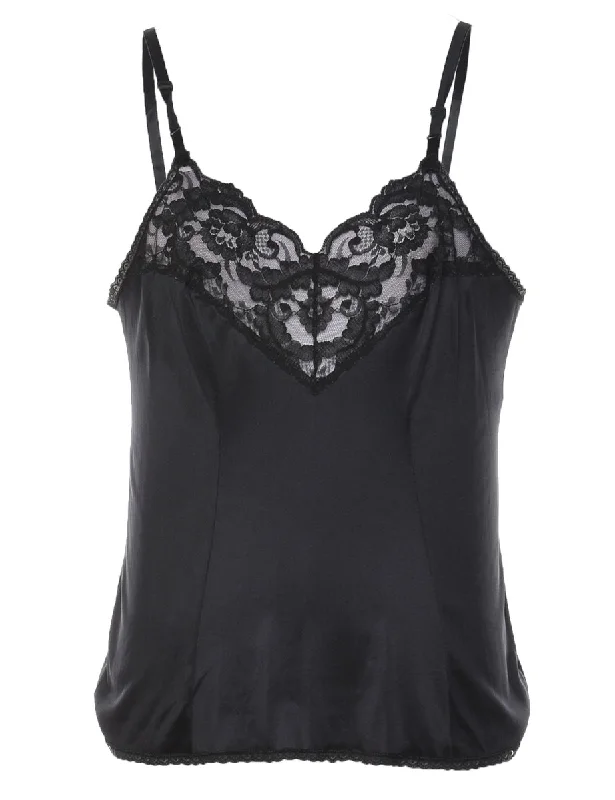 Black Classic Lace Trim Camisole - S