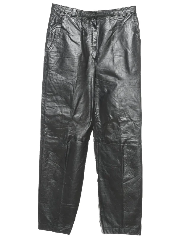 Black Leather Trousers - W26 L26