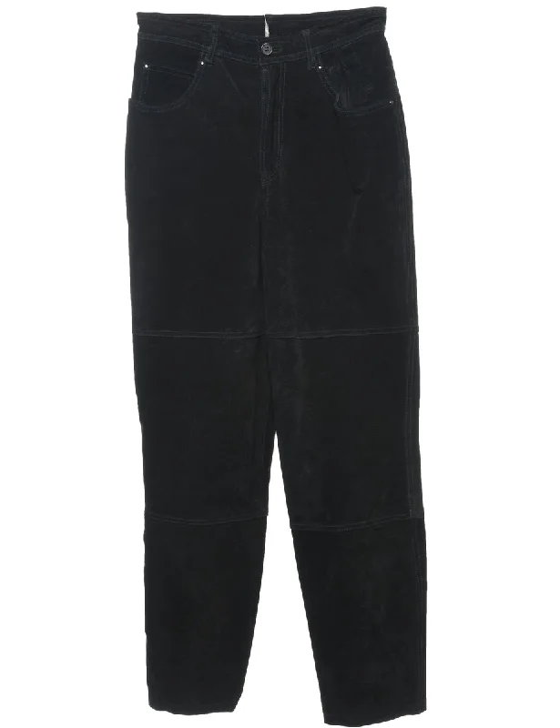 Black Suede Tapered Trousers - W28 L31