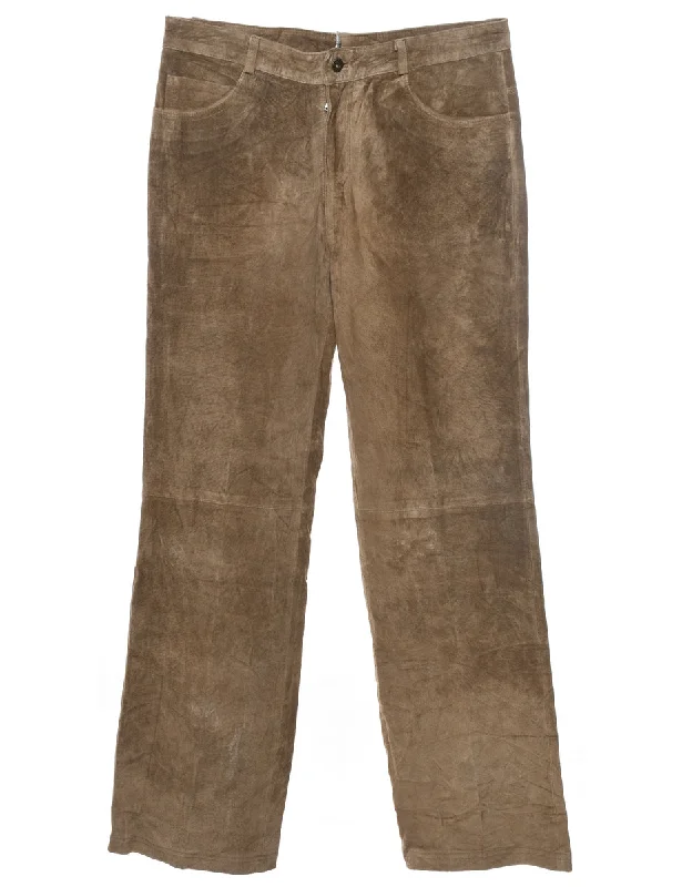 Brown Suede Trousers - W32 L31