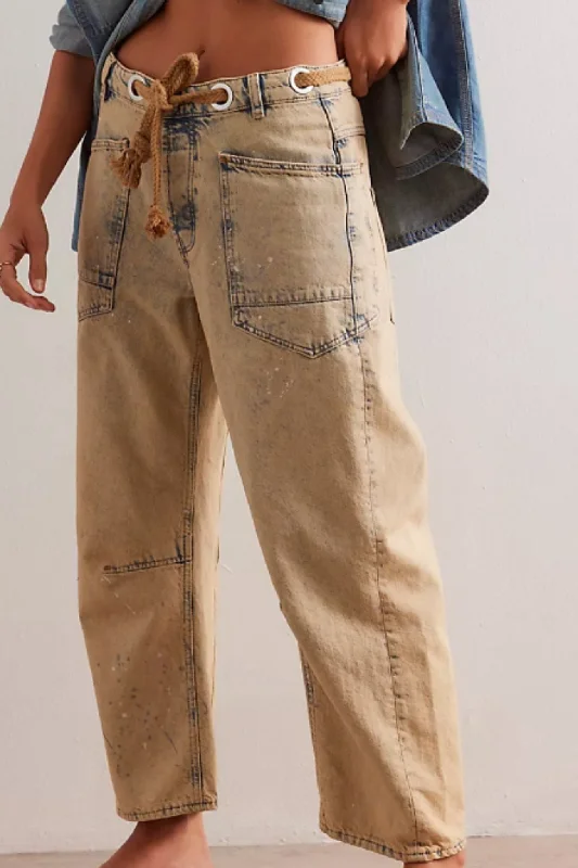 Free People: Moxie Low Slung Pull On Barrel Pant in Cowboy