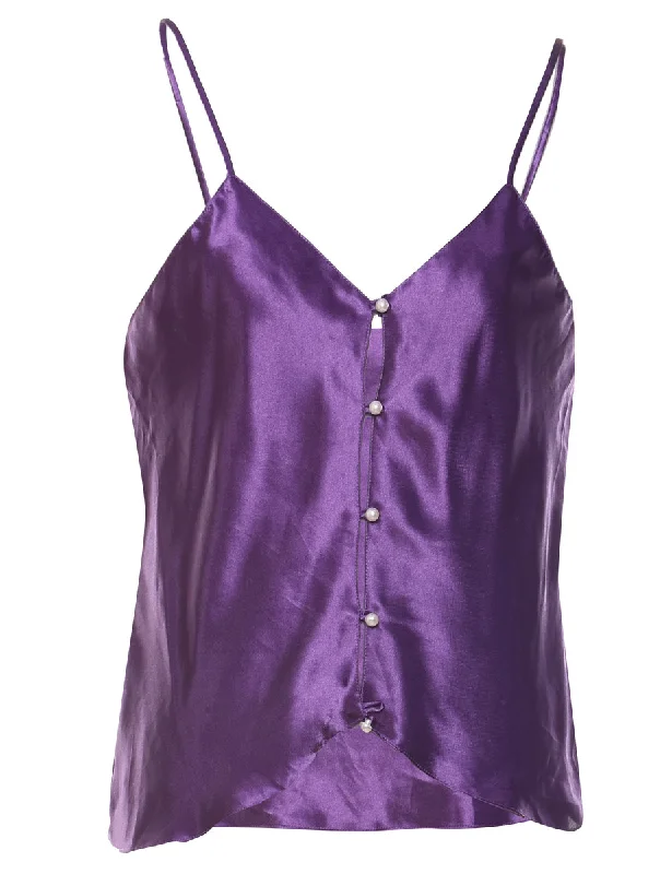 Purple Embellished Shiny Strappy Camisole - M