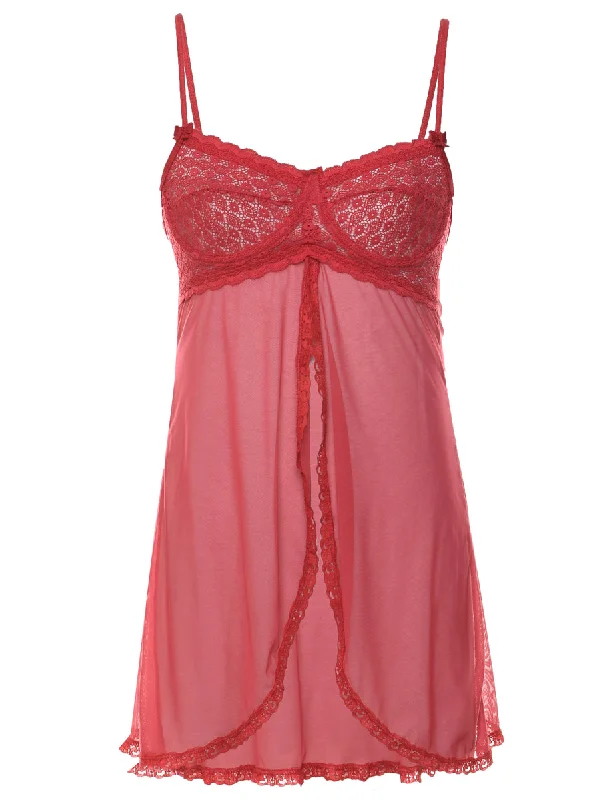 Sheer Red Lace Babydoll - S