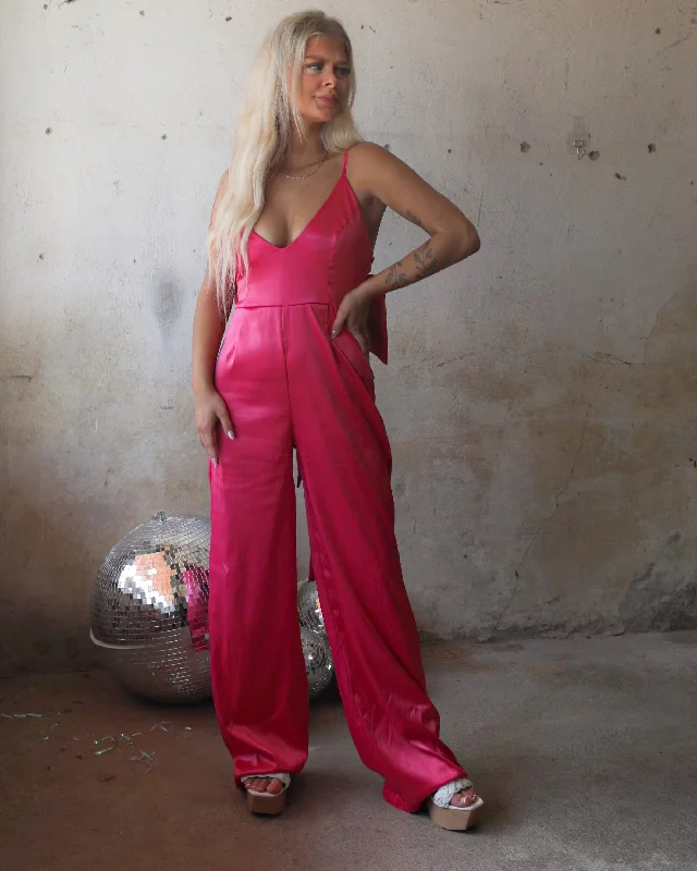 Florie Fuchsia Bow Jumpsuit