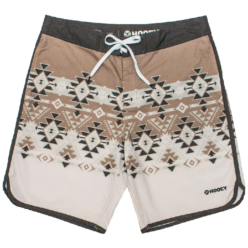 "Shaka" Brown/Cream w/Aztec Pattern Board Shorts