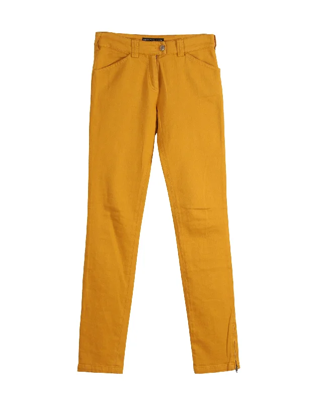 Balenciaga Slim-Fit Pants in Yellow Orange Cotton Denim