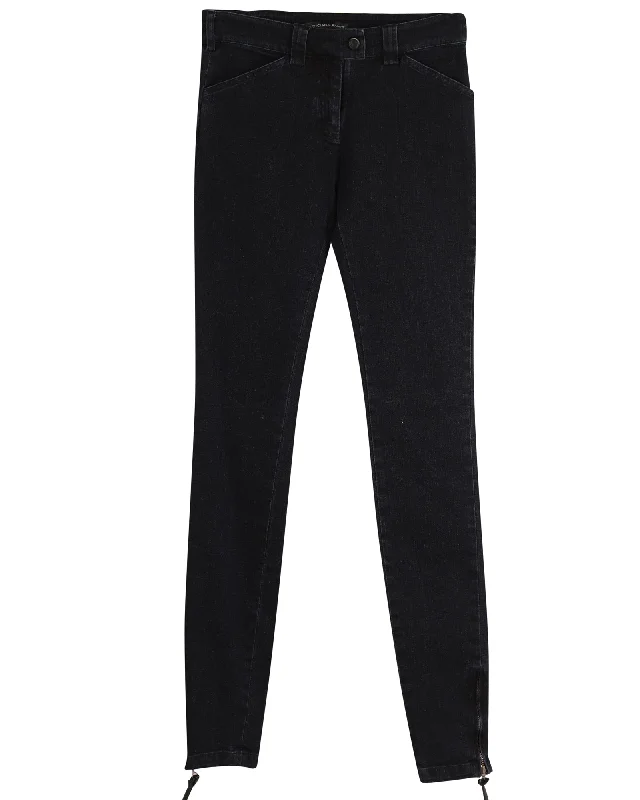 Balenciaga Stonewashed Slim-Fit Jeans in Black Cotton Denim