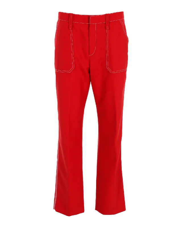 Chloe Boot Cut Trousers in Red Polyester