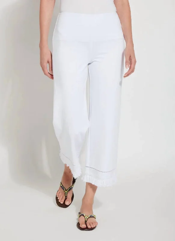 Coastal Wide Leg Fringe Pants In White