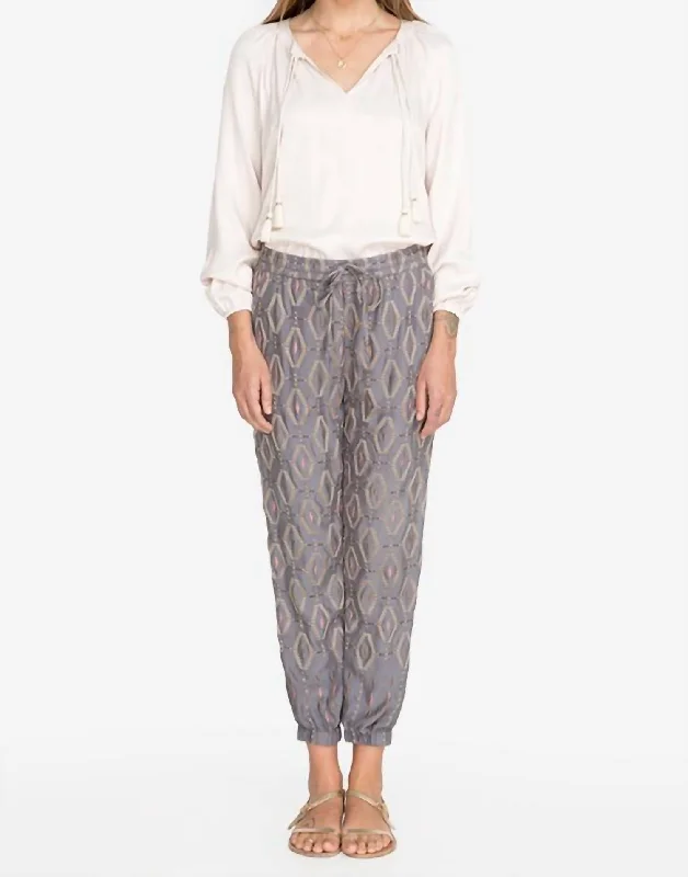 Diamond All Over Embroidered Pant In Dusty Mountain