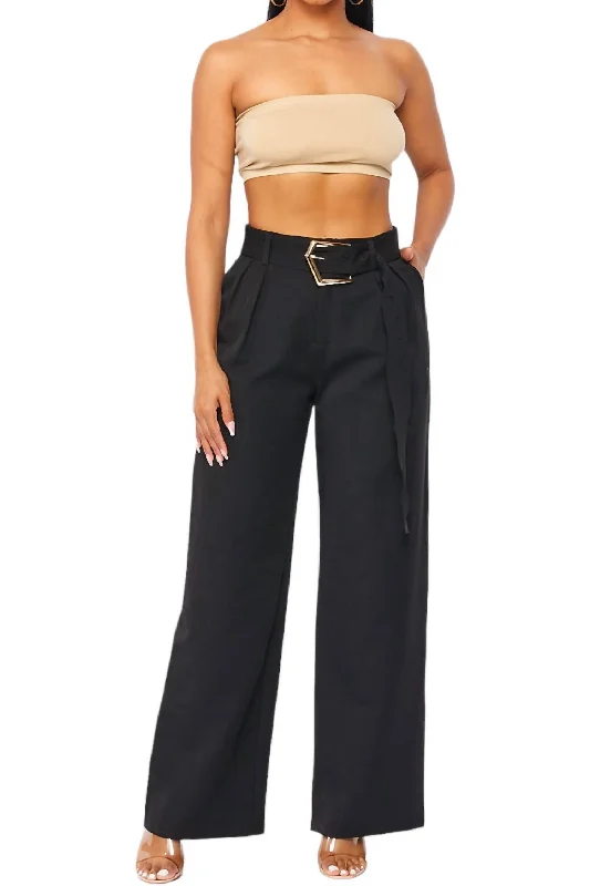 Gold Belted Black Trouser