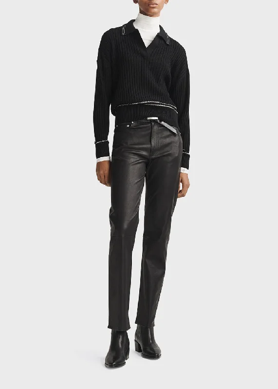 Harlow Mid-Rise Leather Pants