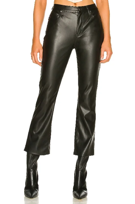 Lennon Faux Leather Cropped Bootcut Pants In Slate Black