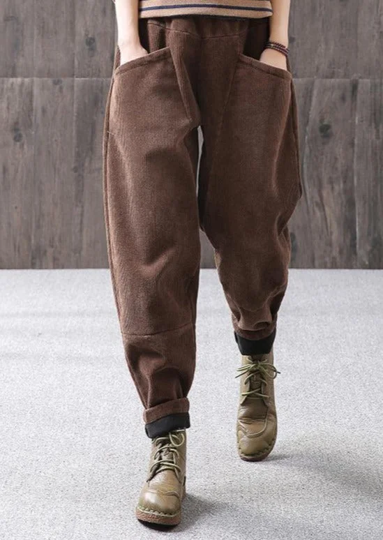 Loose Spring Warm Solid Casual Corduroy Pants