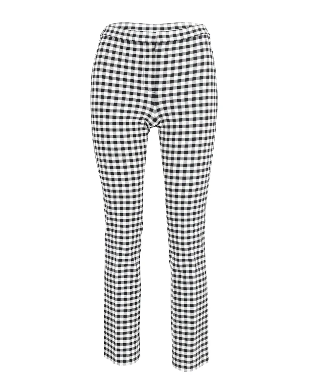 Theory Checked Trousers in Black & White Viscose