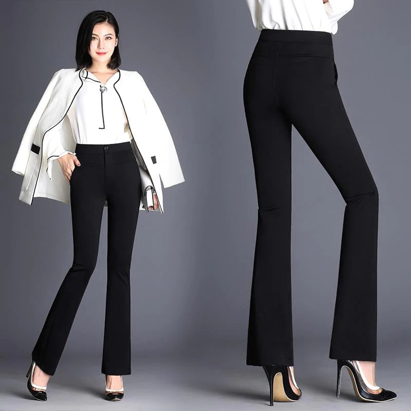 Women's Plus Size S-4XL Office Flare Pants Summer Autumn Formal Trousers